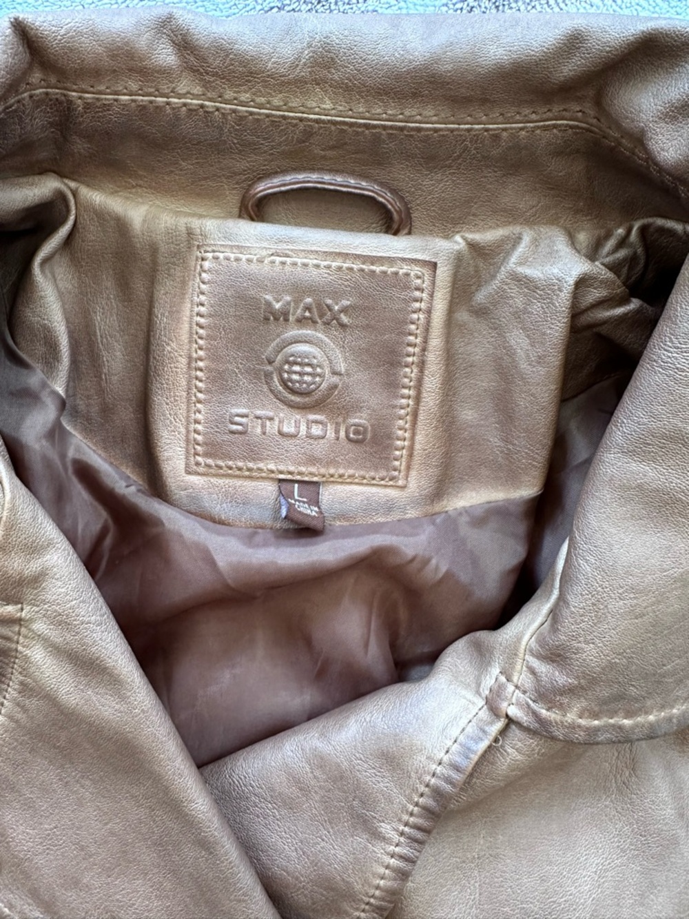 Max Studio Cognac Faux Leather Moto Jacket - Picture 5 of 5